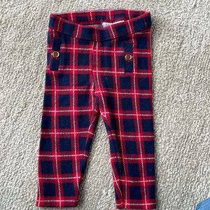 Janie and Jack red and navy plaid pants leggings 12-18 months